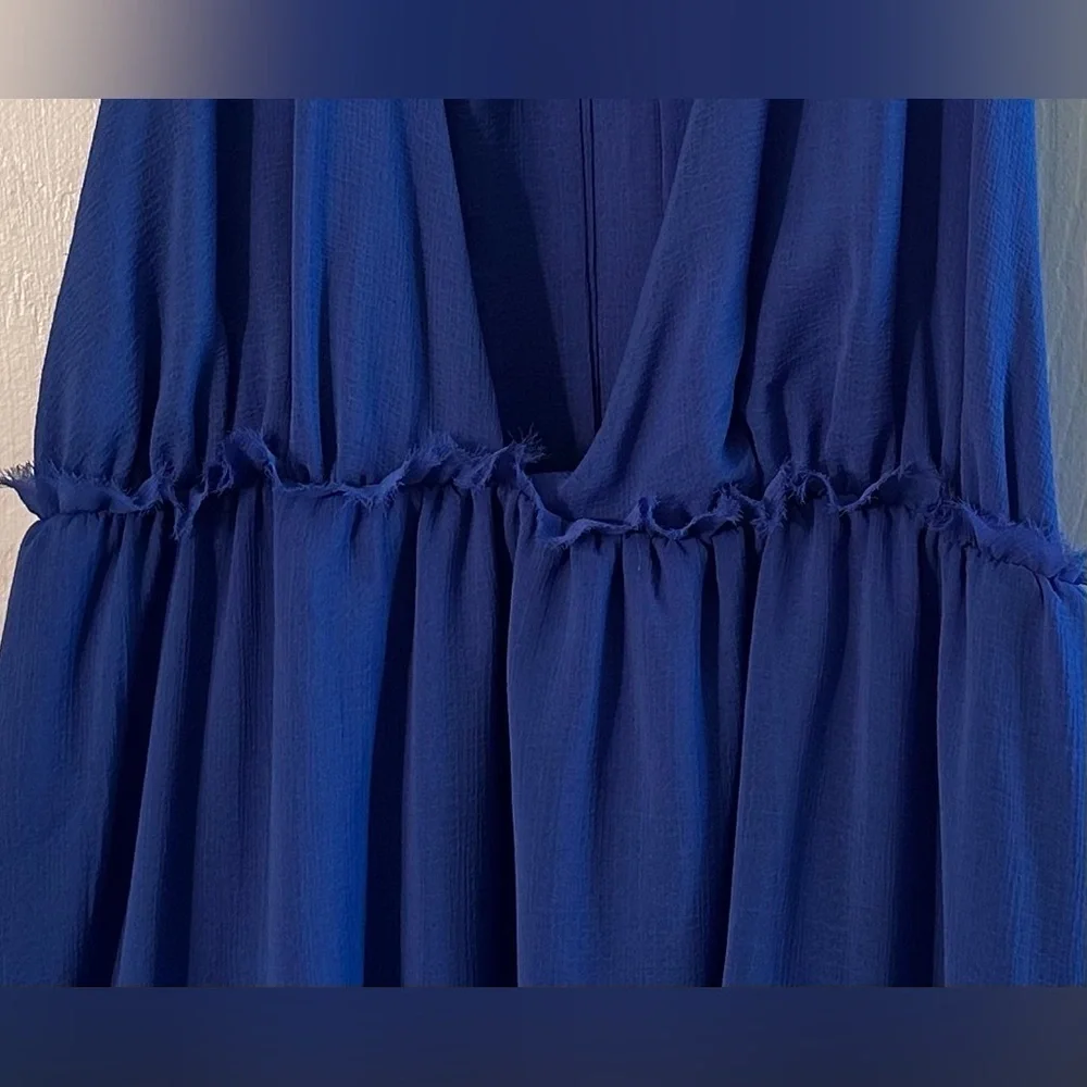 FREE PEOPLE XL Feminine Esme Mini Brilliant Blue Halter Chiffon Satin Strap SEXY - Picture 7 of 15
